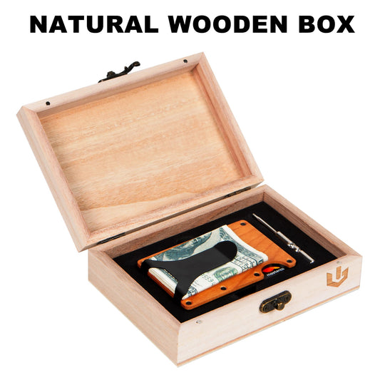 Cherry Wooden Engraved Design Minimalist Wallet for Men with Money Clip (Love Quotes)