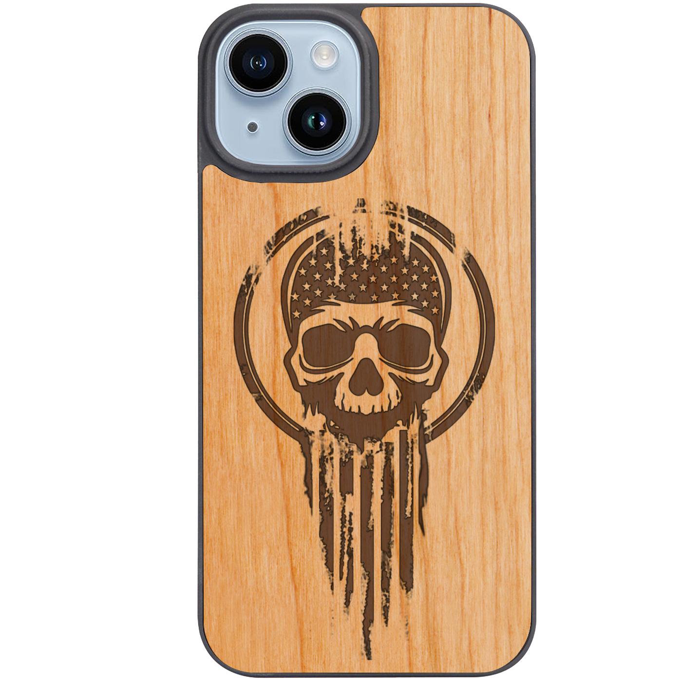 American Warrior Skull - Engraved Phone Case