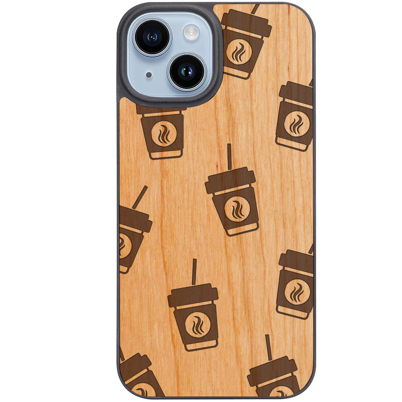Coffee Glass Pattern - Engraved Phone Case