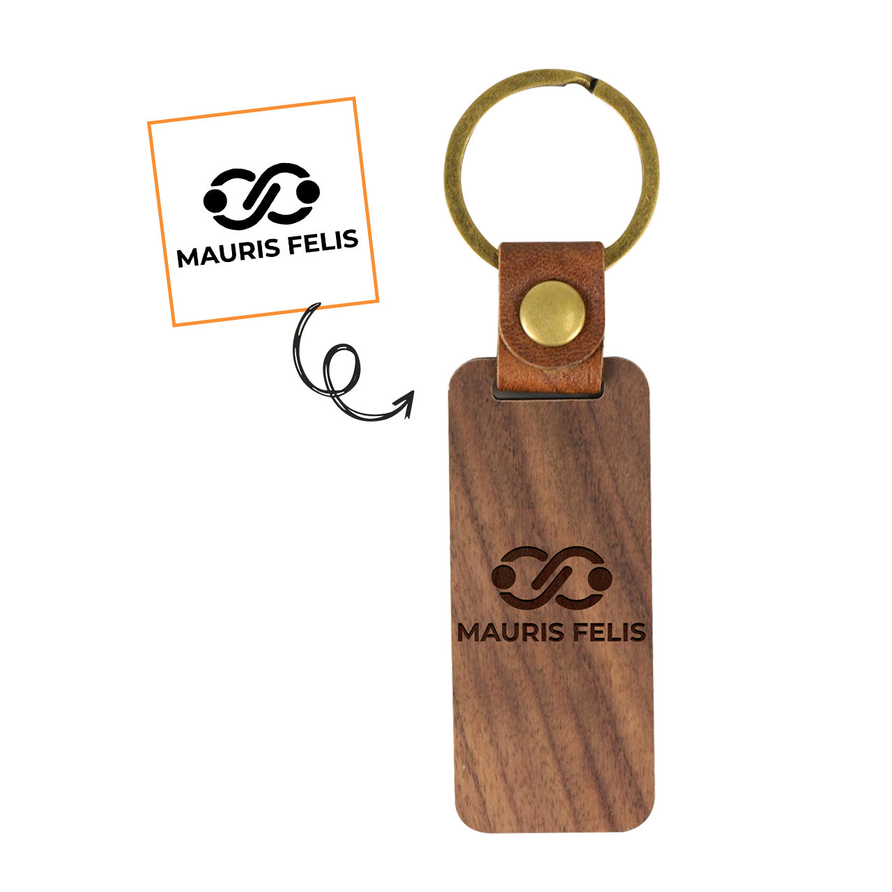 Customized logo-Wooden Keychains with Leather Straps