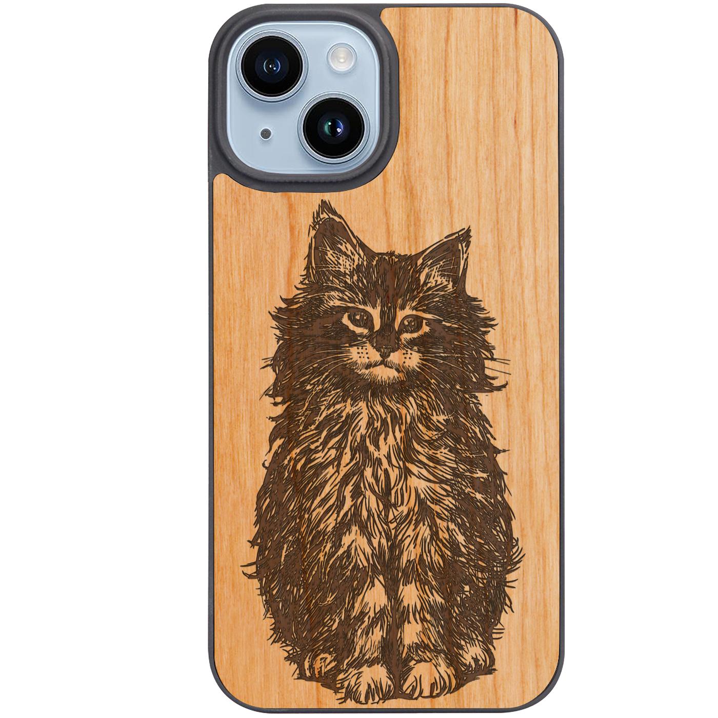 Fluffy Cat - Engraved Phone Case