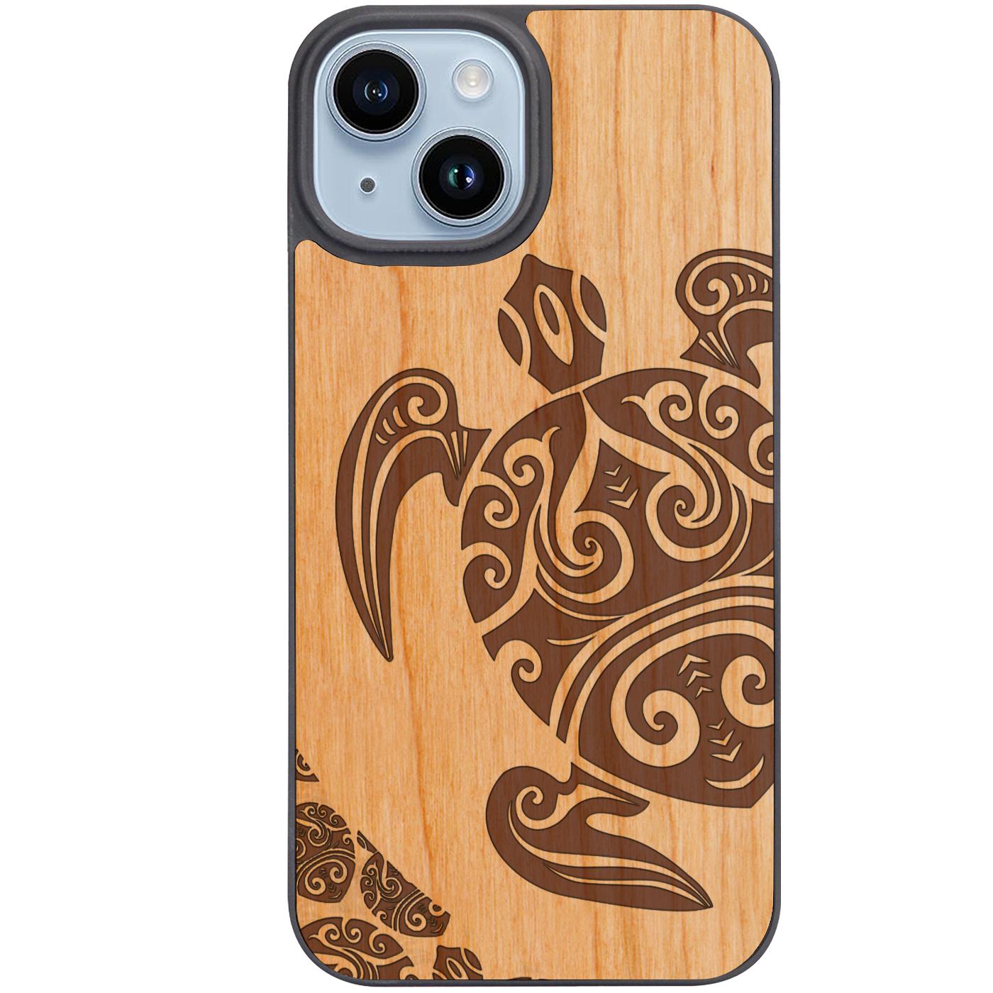 Hawaiian Turtle 4 - Engraved Phone Case
