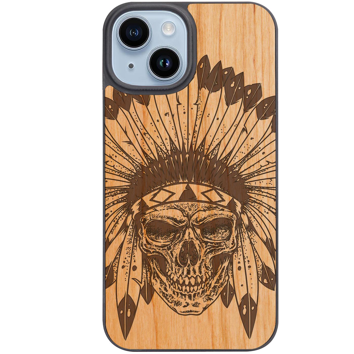 Indian Skull 2 - Engraved Phone Case