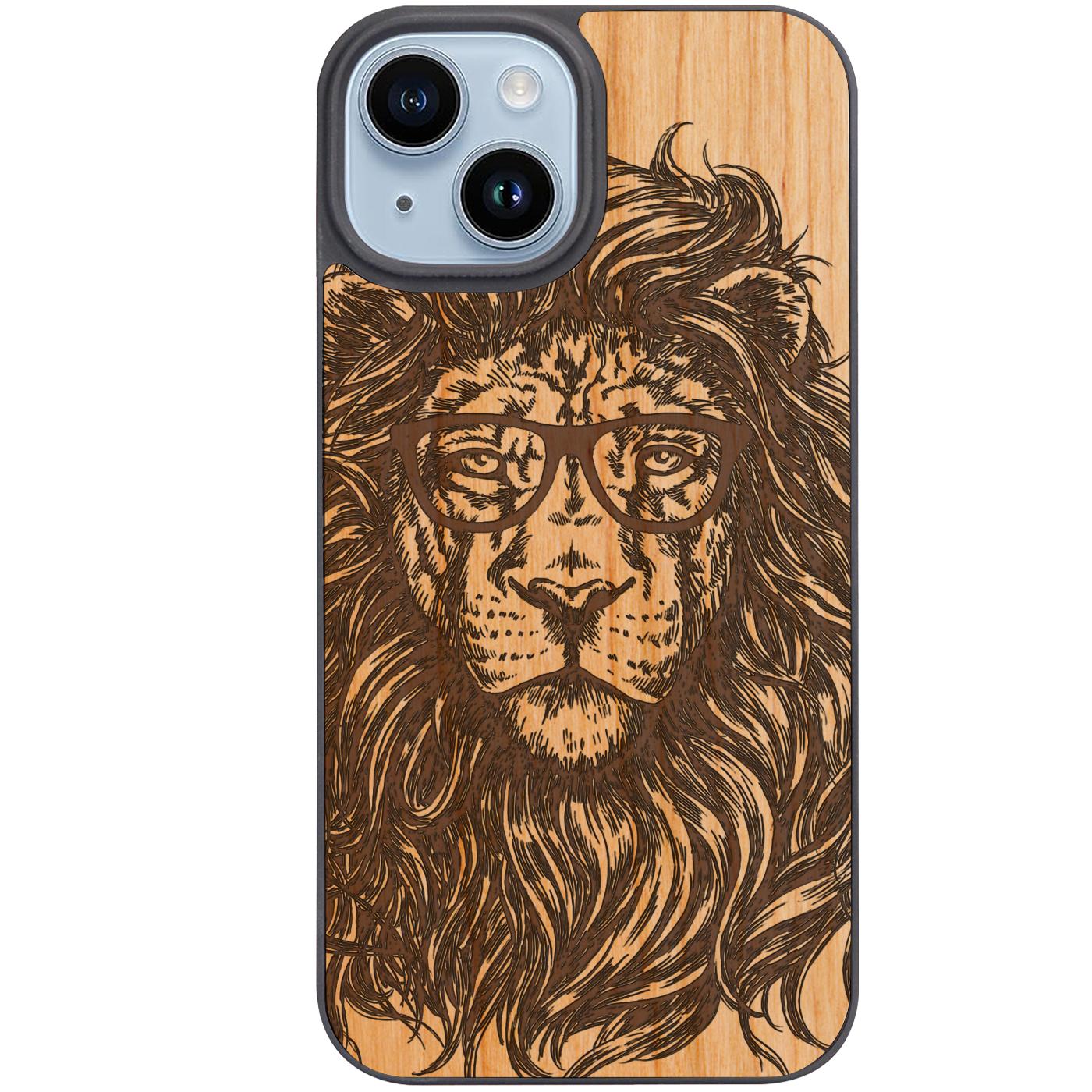 Lion with Glasses - Engraved Phone Case