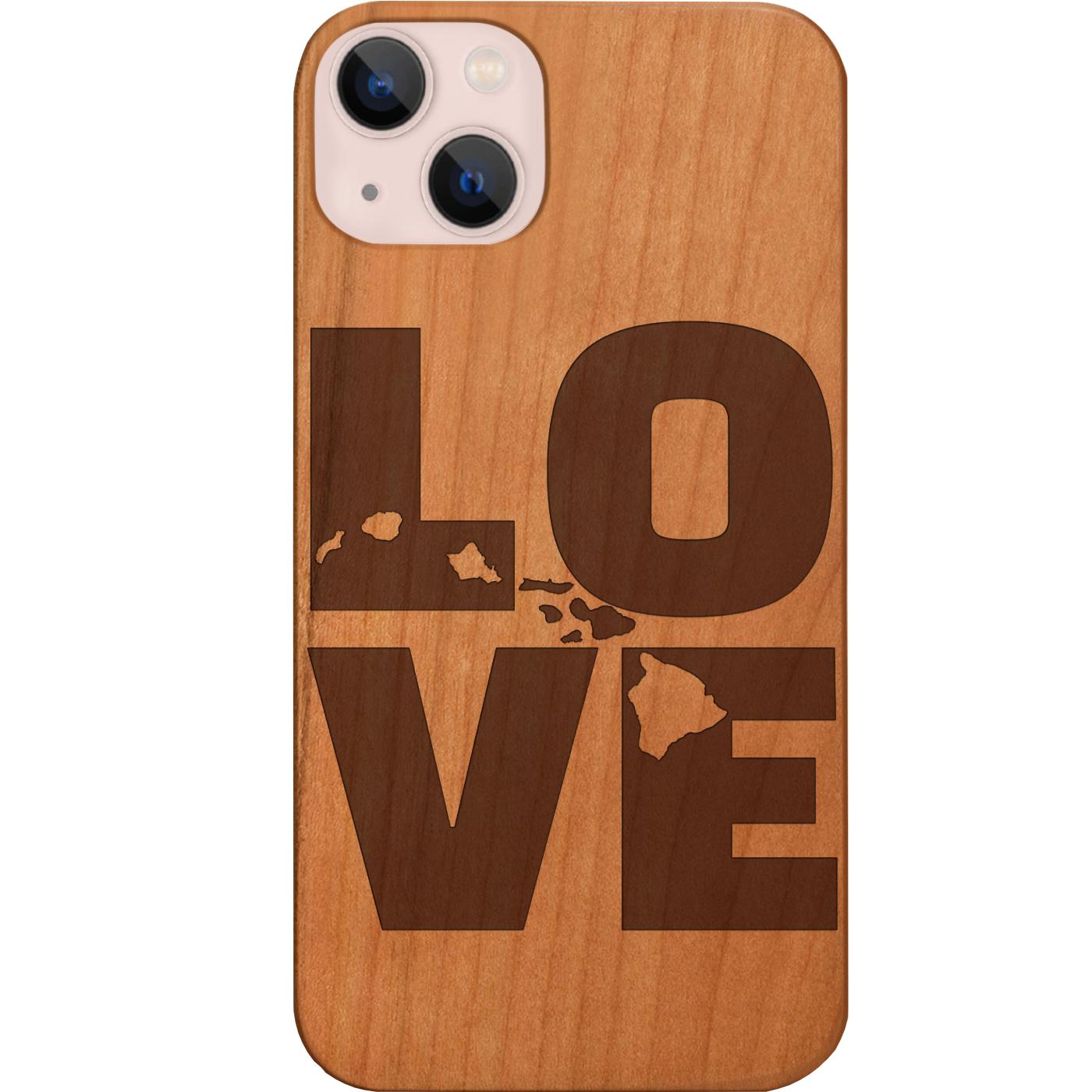 Love Hawaii Map Engraved Phone Case