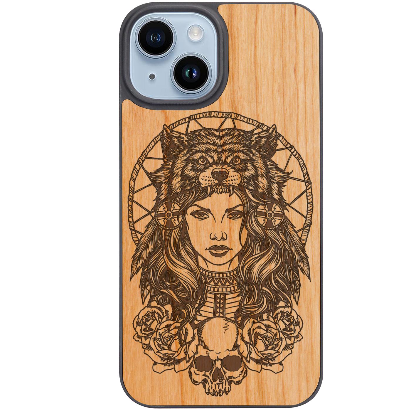 Native American Girl - Engraved Phone Case