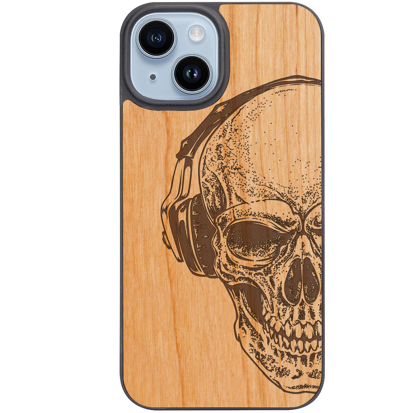 Skull with Headphones - Engraved Phone Case