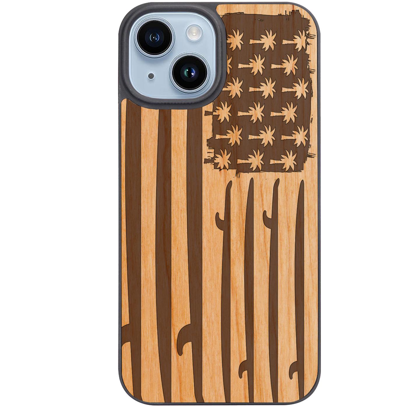 Surf Board Flag - Engraved Phone Case