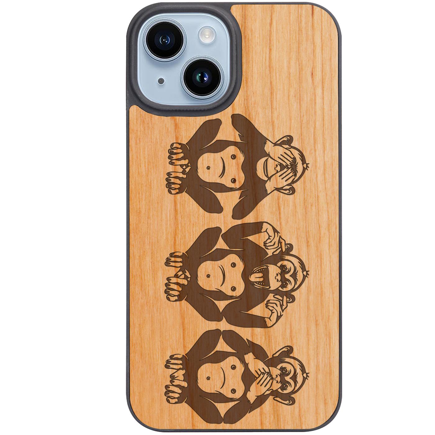 Three Wise Monkeys - Engraved Phone Case