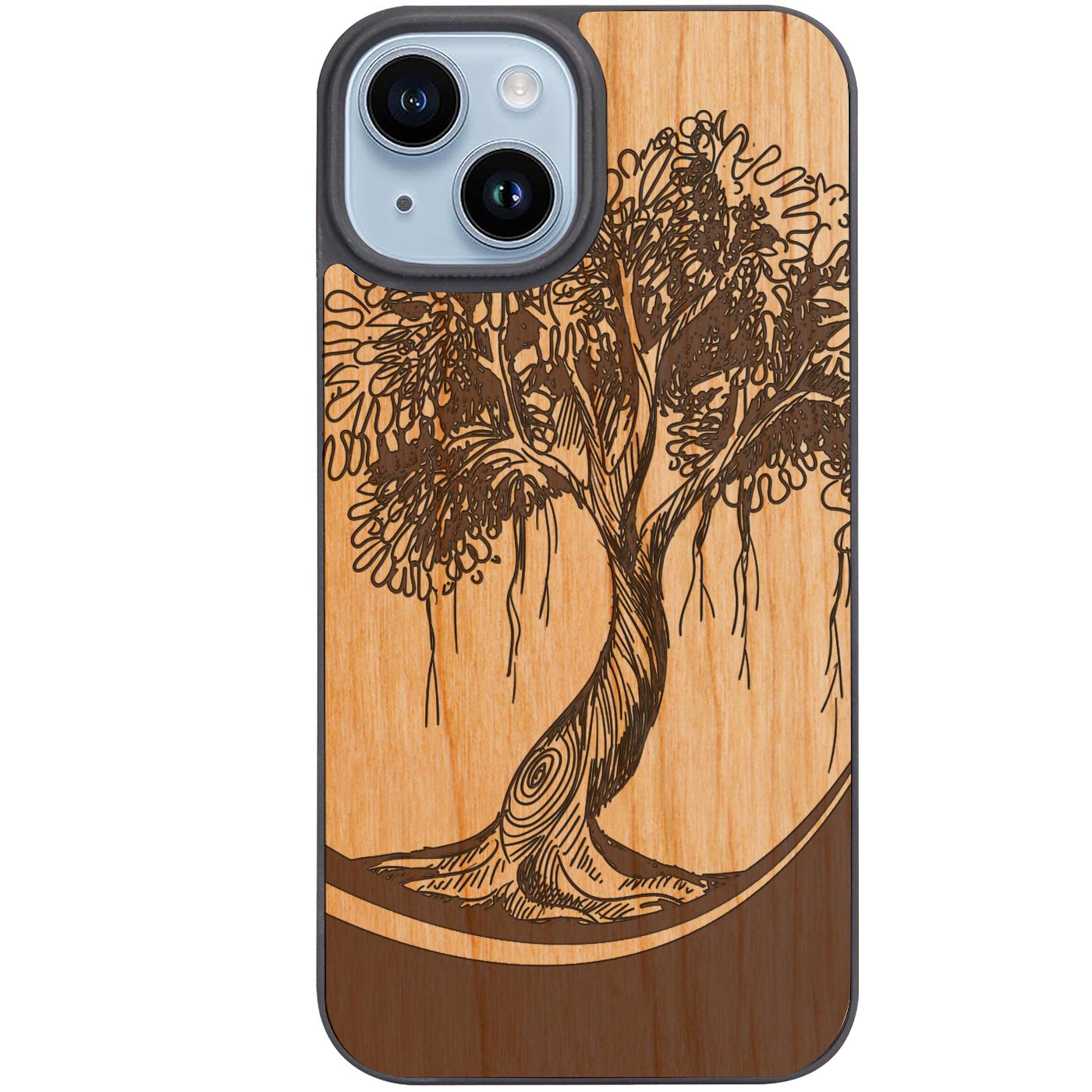 Tree with Big Leaf - Engraved Phone Case