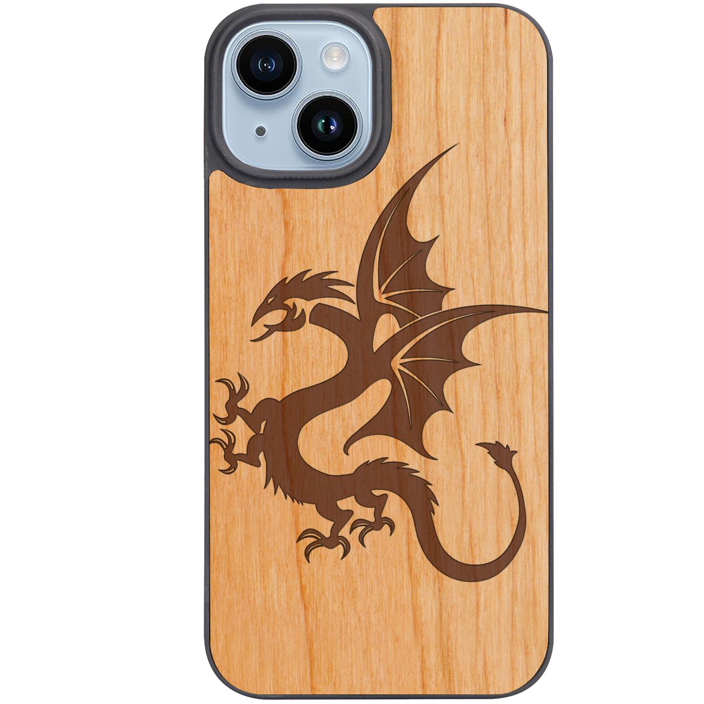 Tribal Dragon With Tail - Engraved Phone Case