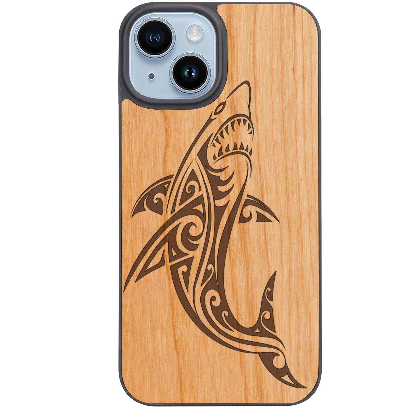 Tribal Shark - Engraved Phone Case