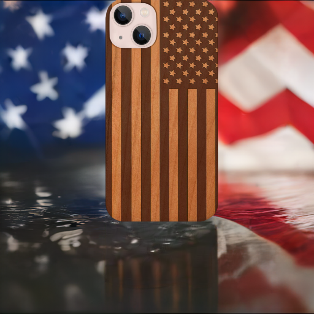 USA Flag - Engraved Phone Case