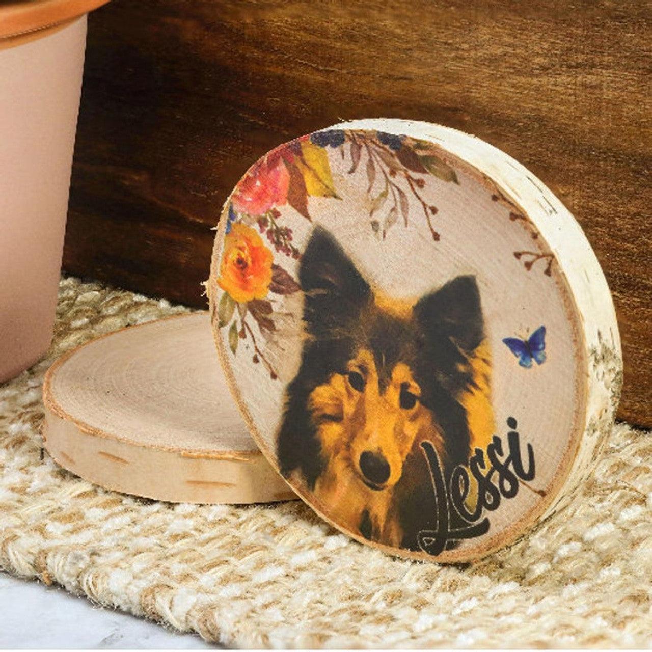 Circle Wood Block - Cartoonize Your Memories With Your Pet - Wood Block Gift For Pet Lovers