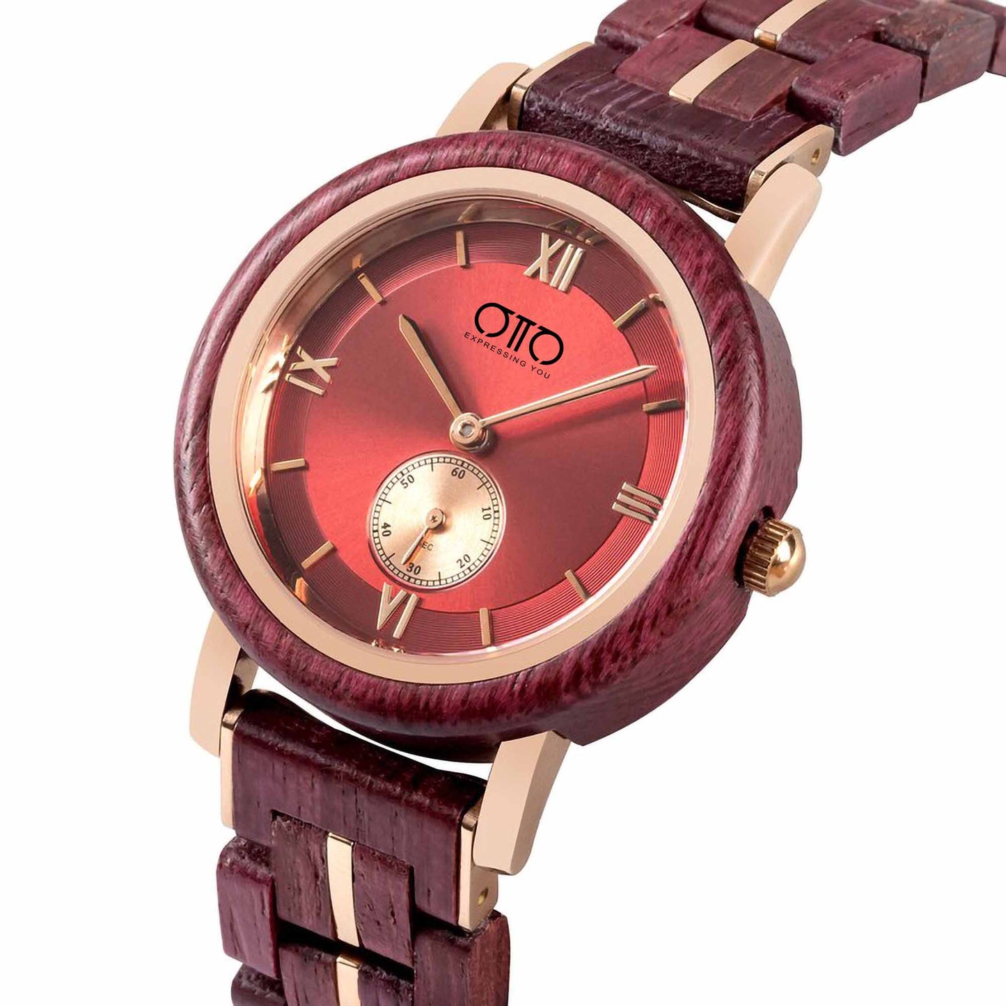 OTTO Wood Watch - Quartz Watch Japanese Movement Round Dial Wooden Women Wristwatches - GT126-2A