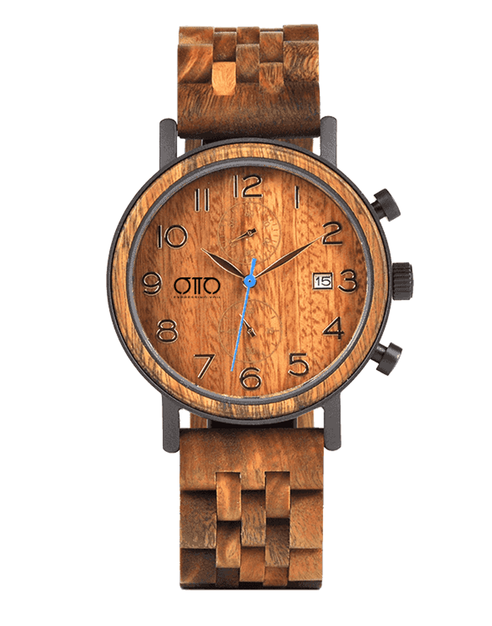 Men’s Classic Handmade Maple Wood Watch Natural Wooden Dial with Date Display 
