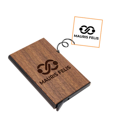 Customized Logo-Wooden Push Credit Card Holder with 4 types of Wood Material