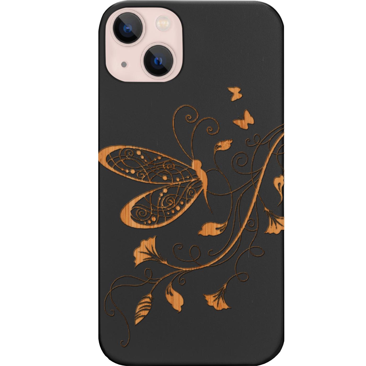 Butterfly On Flower - Engraved Phone Case