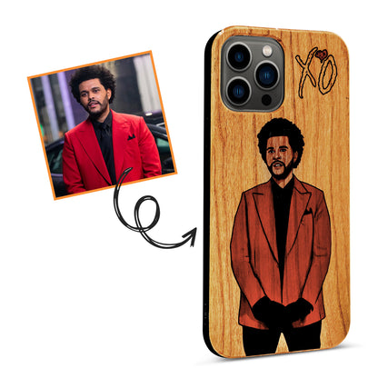 Cartoon Yourself - Upload Your Photo and Text to Create a Customized Wooden Phone Case