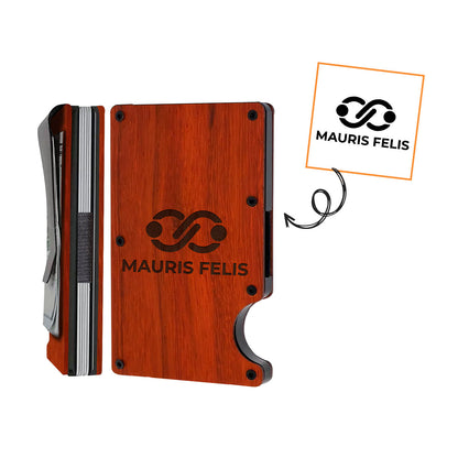 Customized Logo-Wooden Credit Card Holder with money clip + 4 types of Wood Material