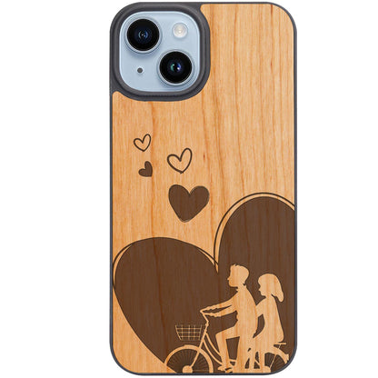 Cycling Couple - Engraved Phone Case
