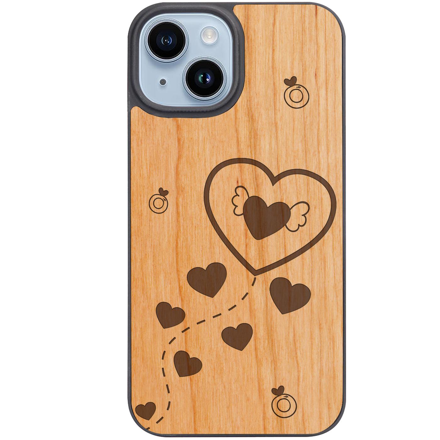 Floating Heart Pattern - Engraved Phone Case