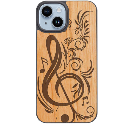 Floral Music Note - Engraved Phone Case