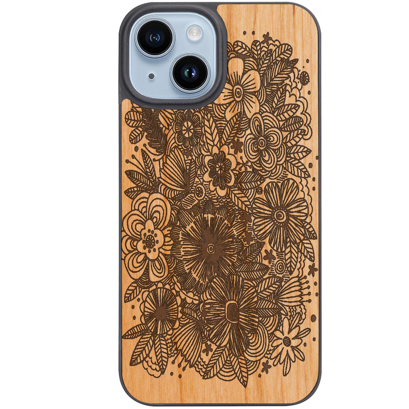 Flowers Lines - Engraved Phone Case