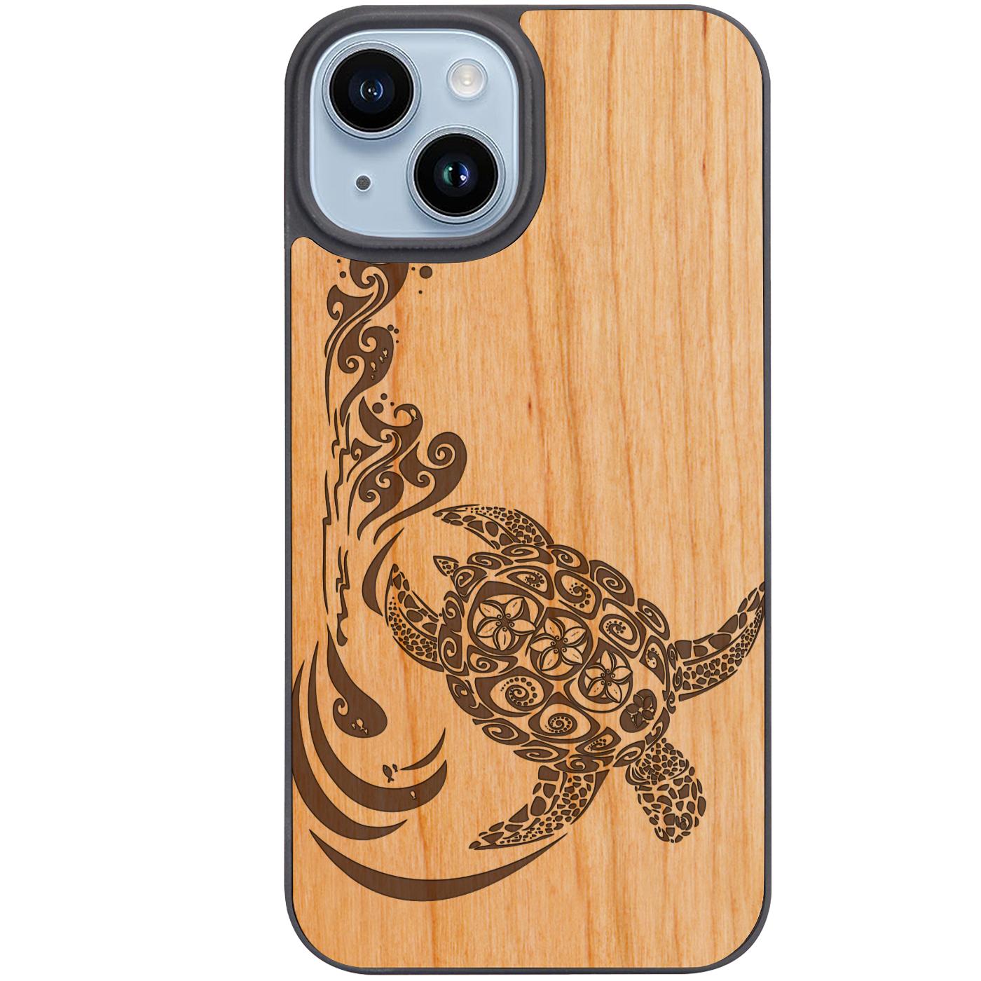 Hawaiian Turtle 3 - Engraved Phone Case