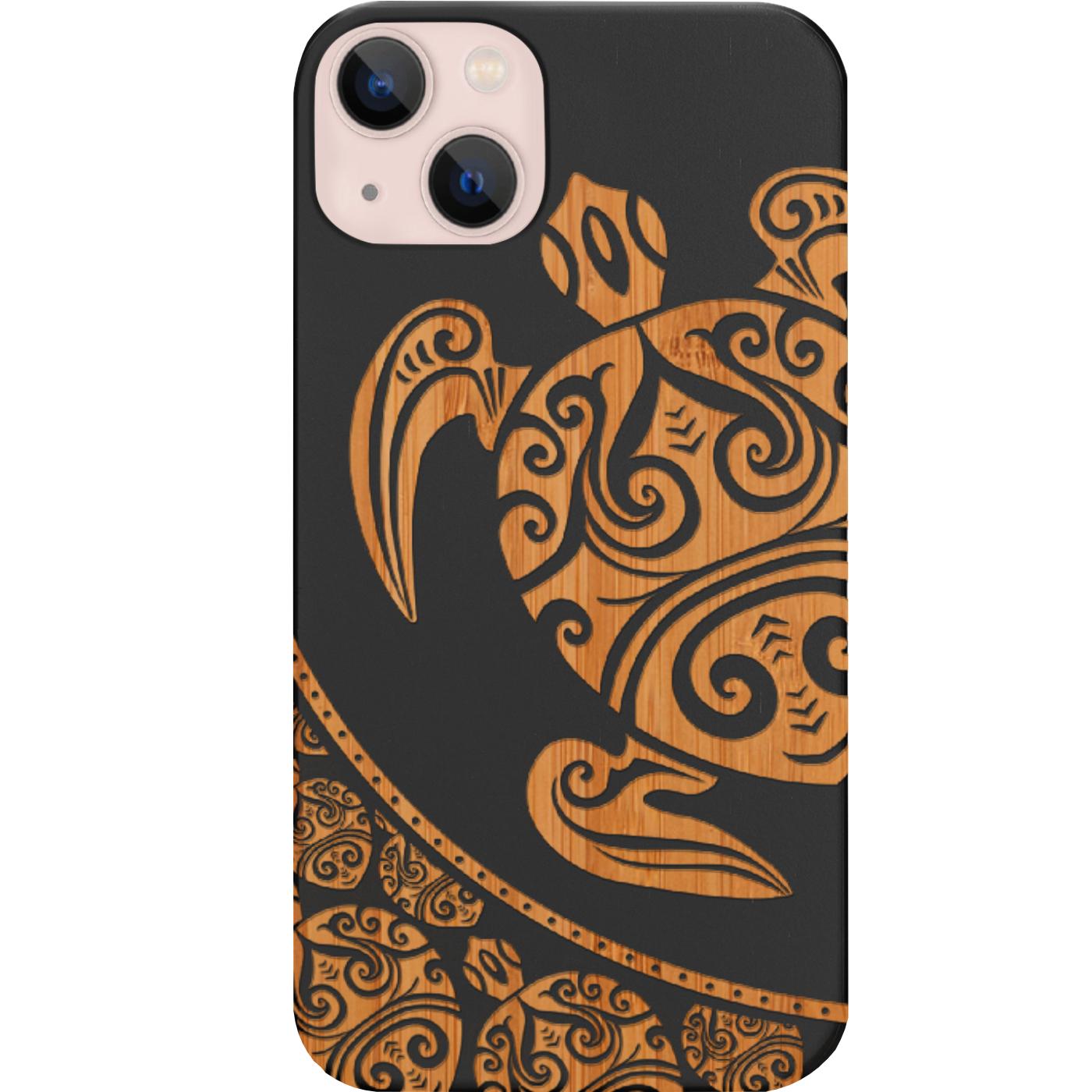 Hawaiian Turtle 4 Engraved Phone Case