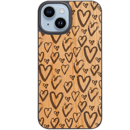 Heart Pattern - Engraved Phone Case