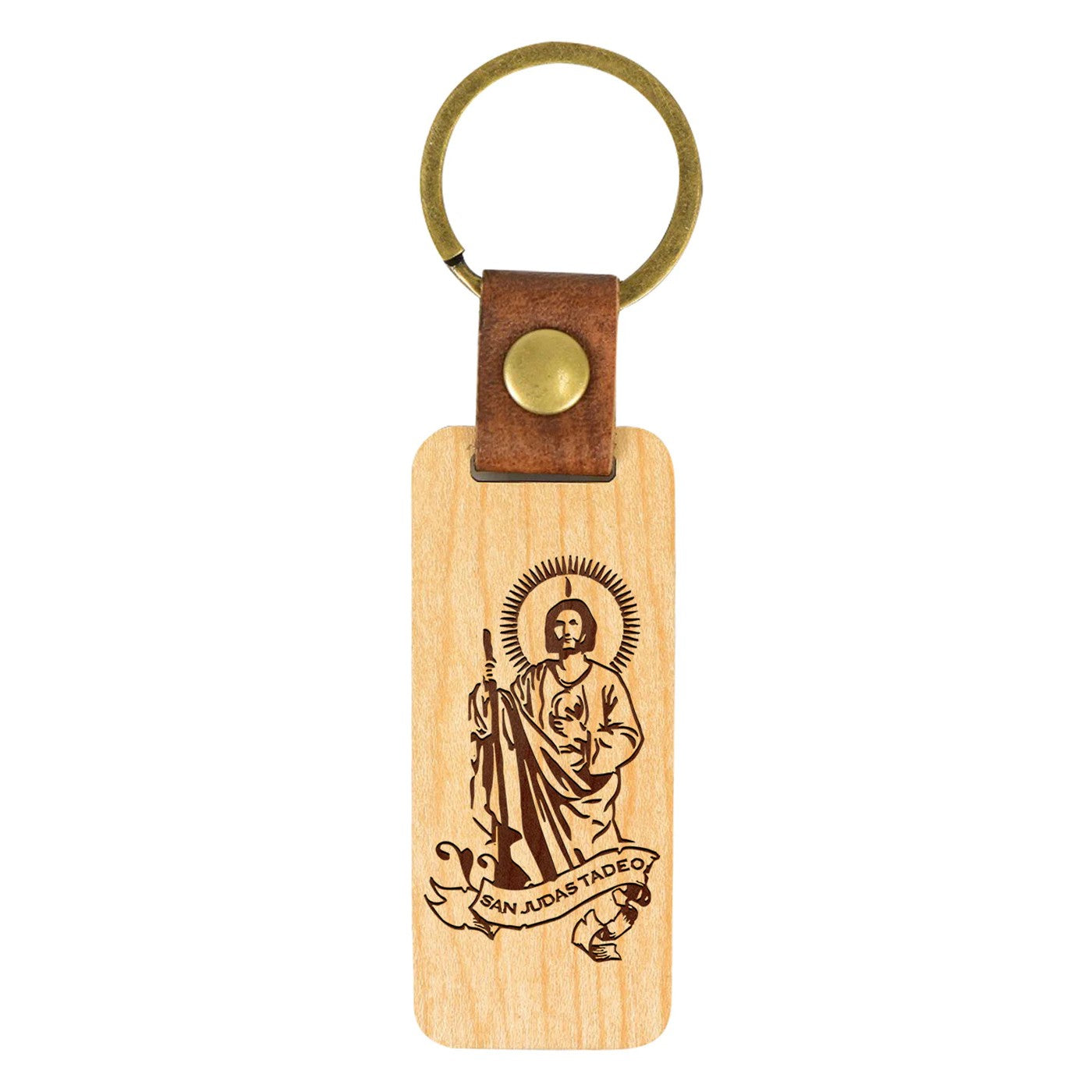 Unique Handmade Wooden Keychain - San Judas