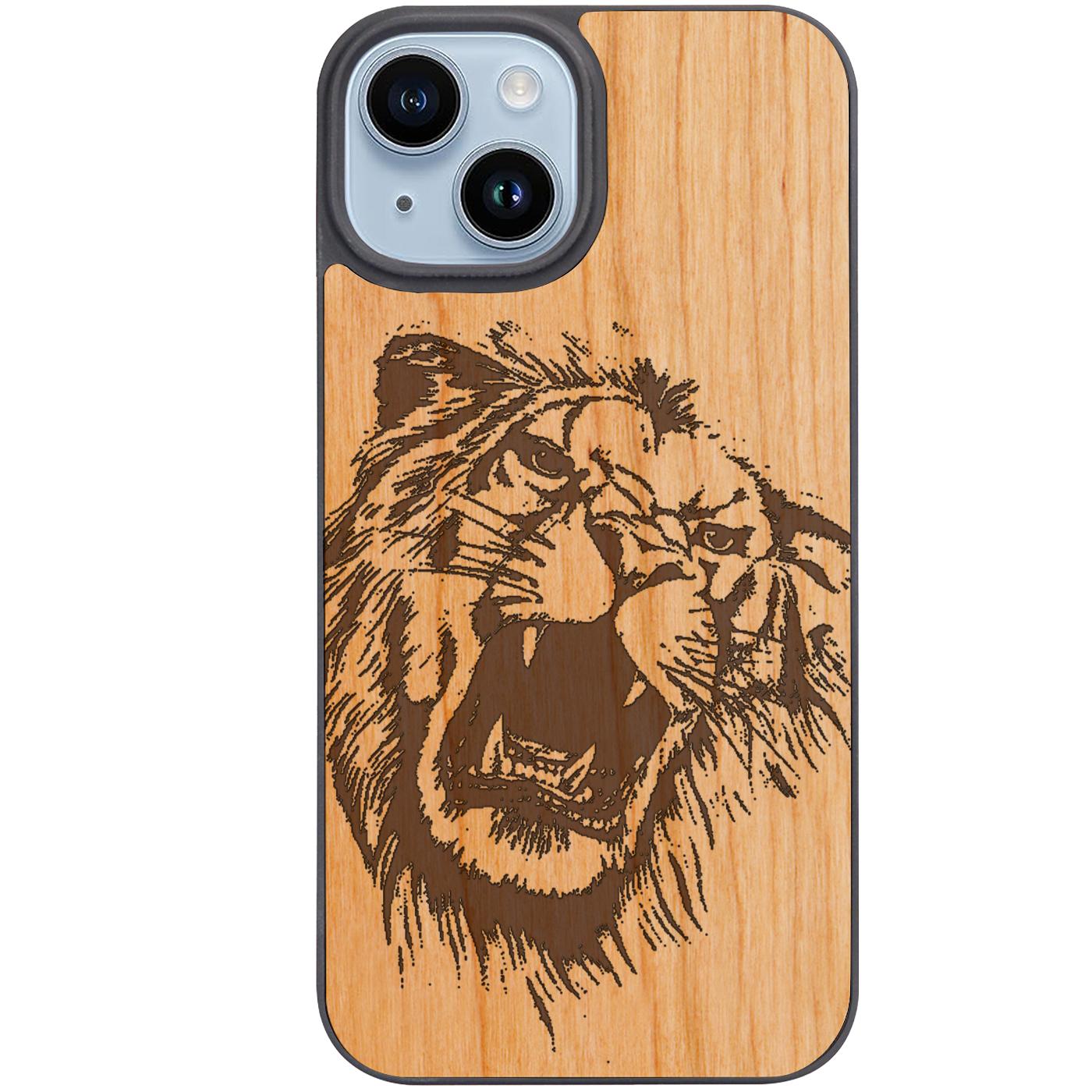 Lion Face 6 - Engraved Phone Case