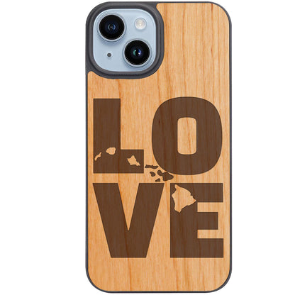 Love Hawaii Map - Engraved Phone Case
