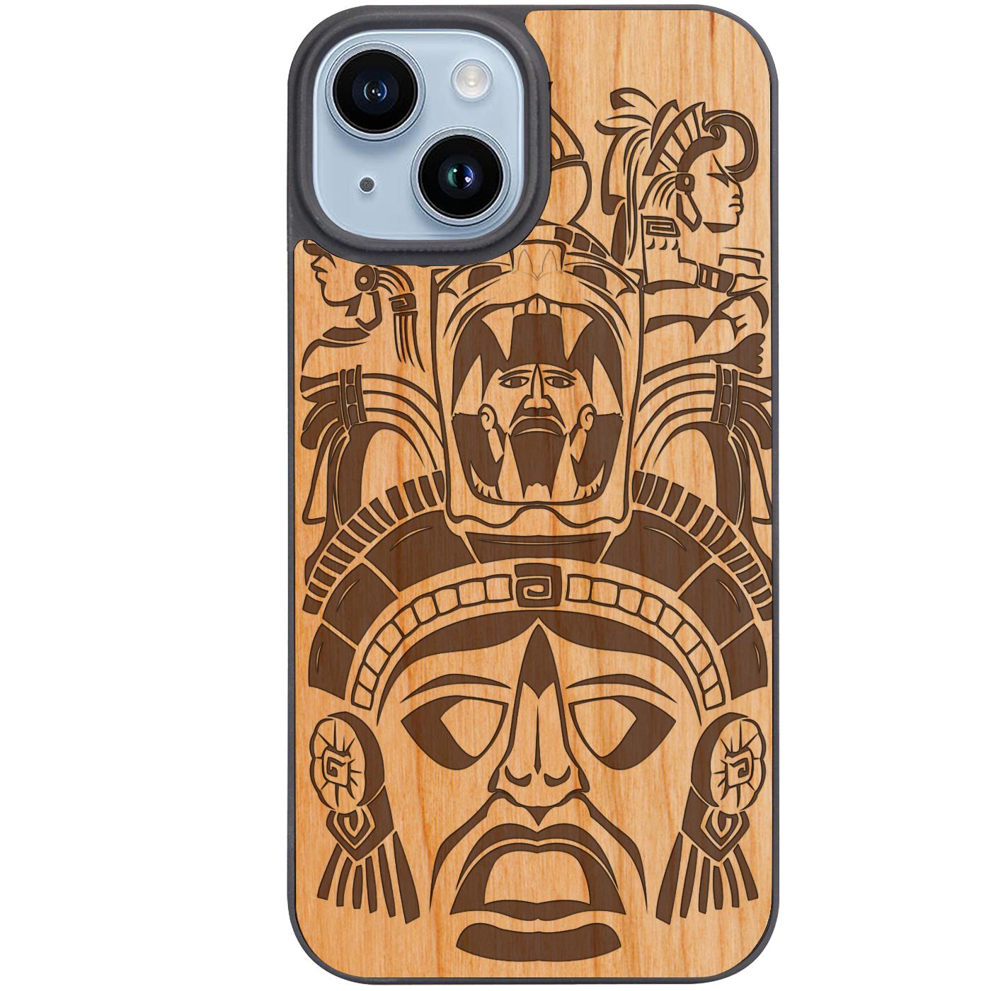 Mayan Mask - Engraved Phone Case