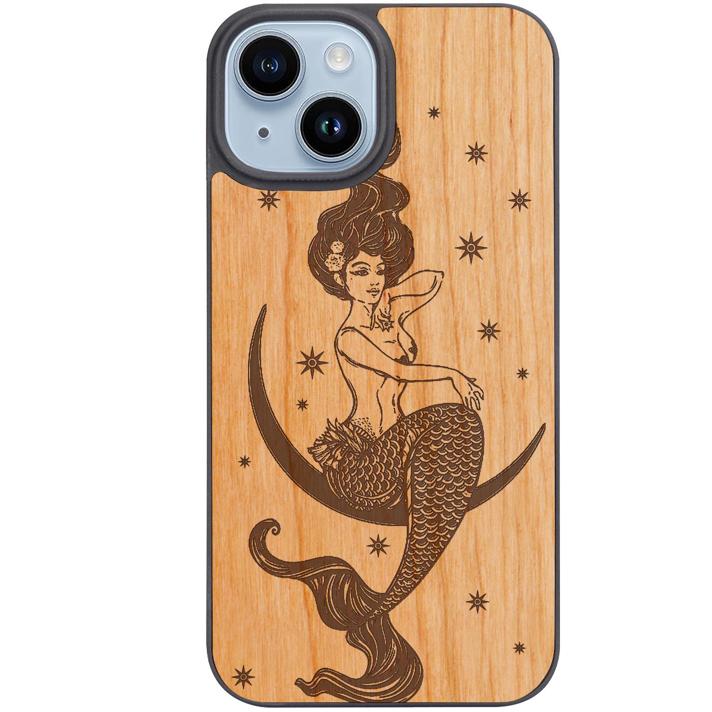 Mermaid In The Moon - Engraved Phone Case