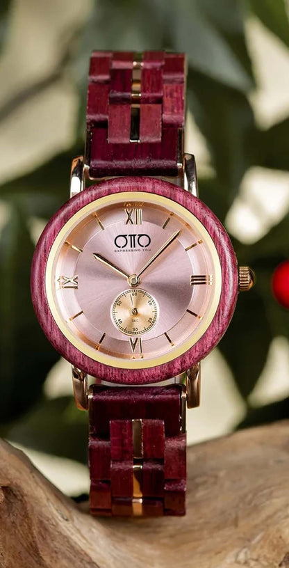 OTTO Wood Watch - Female Purple Heart Wood Wooden Watch - GT126-1A