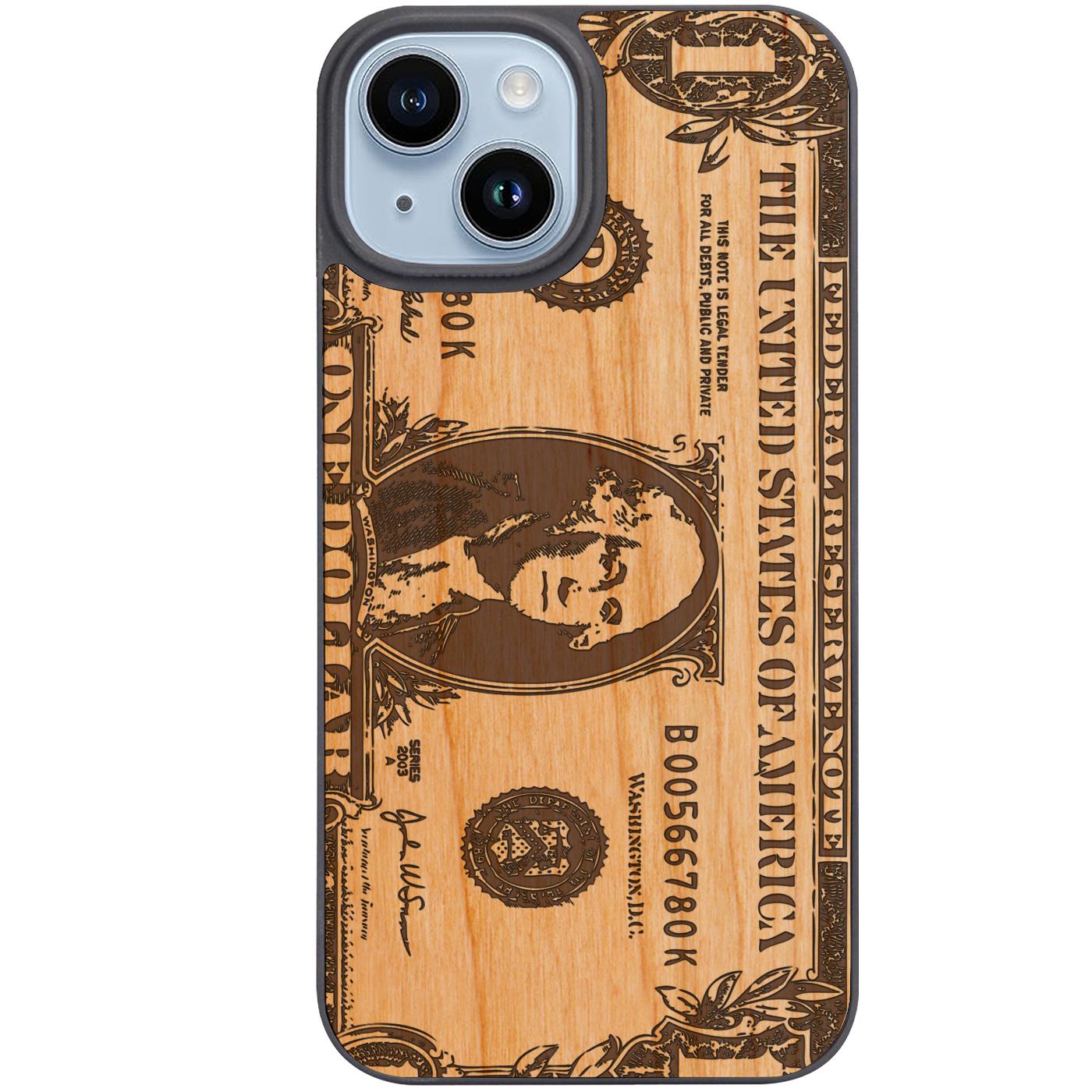 One Dollar Bill - Engraved Phone Case