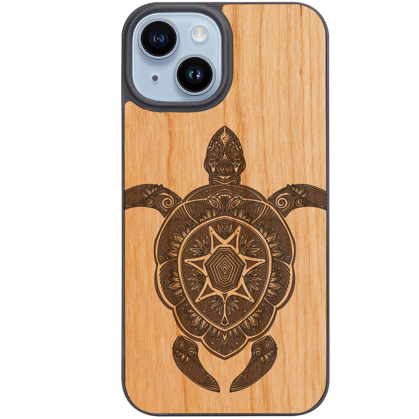 Ornate Turtle - Engraved Phone Case