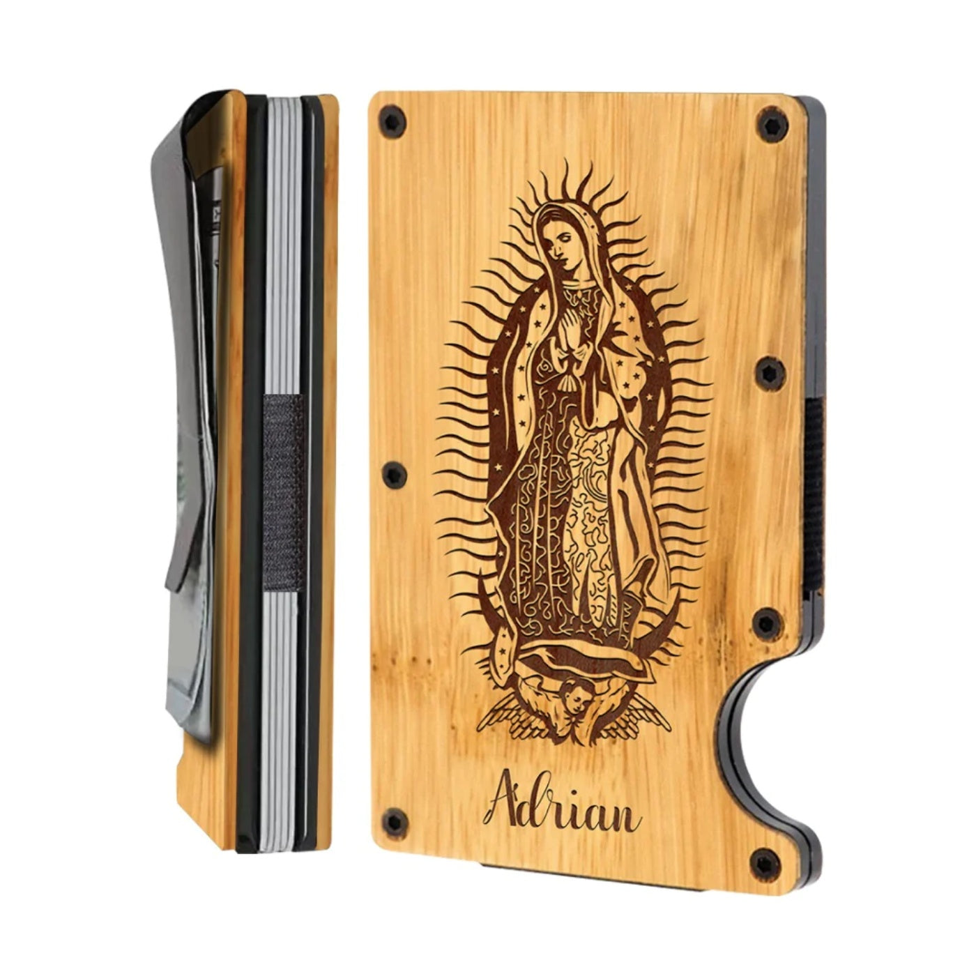 Personalized Card Holder - Guadalupe - Wooden Slim Wallet For Men for iPhone 15/iPhone 15 Plus/iPhone 15 Pro/iPhone 15 Pro Max/iPhone 14/
    iPhone 14 Plus/iPhone 14 Pro/iPhone 14 Pro Max/iPhone 13/iPhone 13 Mini/
    iPhone 13 Pro/iPhone 13 Pro Max/iPhone 12 Mini/iPhone 12/
    iPhone 12 Pro Max/iPhone 11/iPhone 11 Pro/iPhone 11 Pro Max/iPhone X/Xs Universal/iPhone XR/iPhone Xs Max/
    Samsung S23/Samsung S23 Plus/Samsung S23 Ultra/Samsung S22/Samsung S22 Plus/Samsung S22 Ultra/Samsung S21