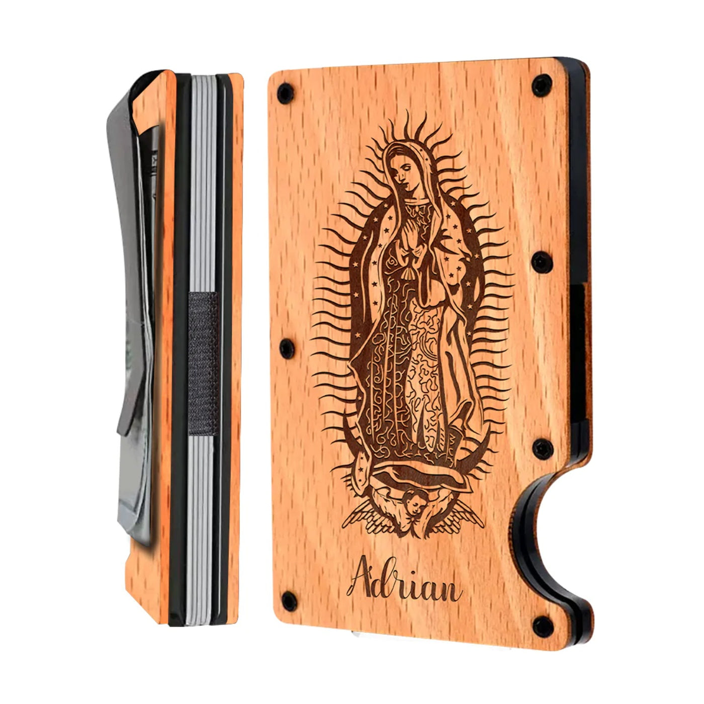 Personalized Card Holder - Guadalupe - Wooden Slim Wallet For Men for iPhone 15/iPhone 15 Plus/iPhone 15 Pro/iPhone 15 Pro Max/iPhone 14/
    iPhone 14 Plus/iPhone 14 Pro/iPhone 14 Pro Max/iPhone 13/iPhone 13 Mini/
    iPhone 13 Pro/iPhone 13 Pro Max/iPhone 12 Mini/iPhone 12/
    iPhone 12 Pro Max/iPhone 11/iPhone 11 Pro/iPhone 11 Pro Max/iPhone X/Xs Universal/iPhone XR/iPhone Xs Max/
    Samsung S23/Samsung S23 Plus/Samsung S23 Ultra/Samsung S22/Samsung S22 Plus/Samsung S22 Ultra/Samsung S21