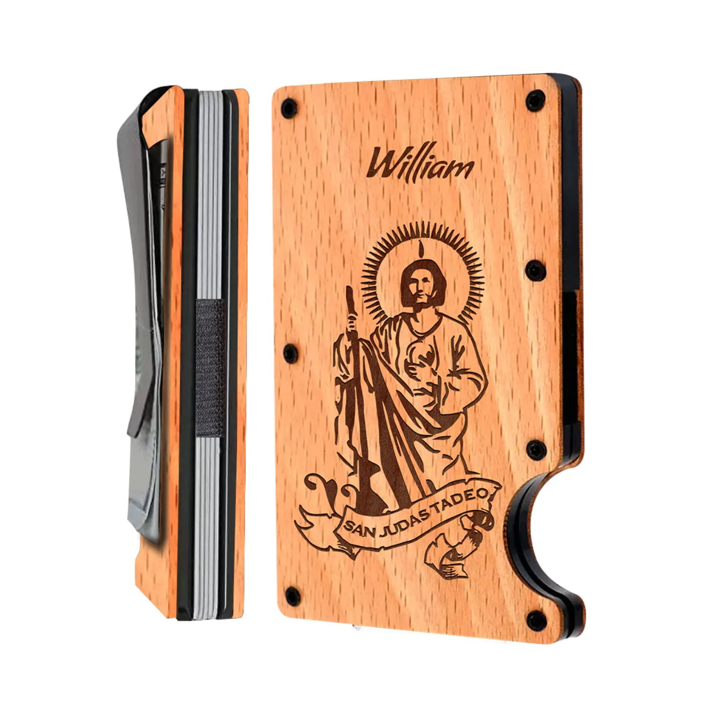 Personalized Card Holder - San Judas - Wooden Slim Wallet For Men for iPhone 15/iPhone 15 Plus/iPhone 15 Pro/iPhone 15 Pro Max/iPhone 14/
    iPhone 14 Plus/iPhone 14 Pro/iPhone 14 Pro Max/iPhone 13/iPhone 13 Mini/
    iPhone 13 Pro/iPhone 13 Pro Max/iPhone 12 Mini/iPhone 12/
    iPhone 12 Pro Max/iPhone 11/iPhone 11 Pro/iPhone 11 Pro Max/iPhone X/Xs Universal/iPhone XR/iPhone Xs Max/
    Samsung S23/Samsung S23 Plus/Samsung S23 Ultra/Samsung S22/Samsung S22 Plus/Samsung S22 Ultra/Samsung S21