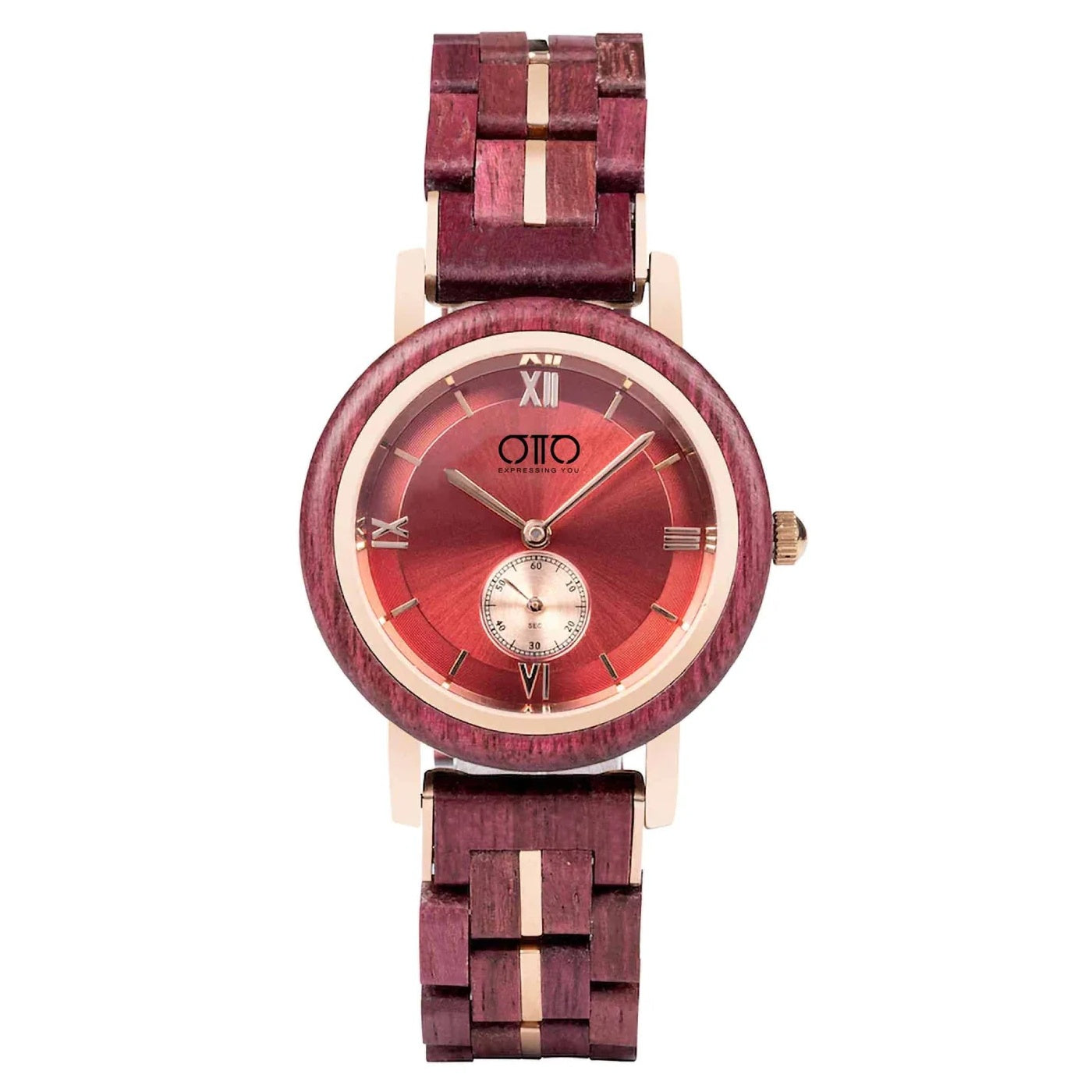 OTTO Wood Watch - Quartz Watch Japanese Movement Round Dial Wooden Women Wristwatches - GT126-2A