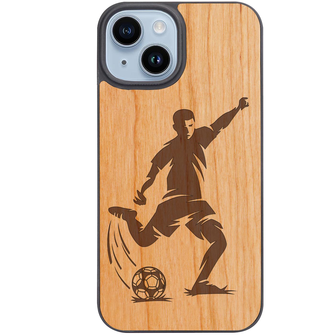 Soccer Player Kicking Ball - Engraved Phone Case