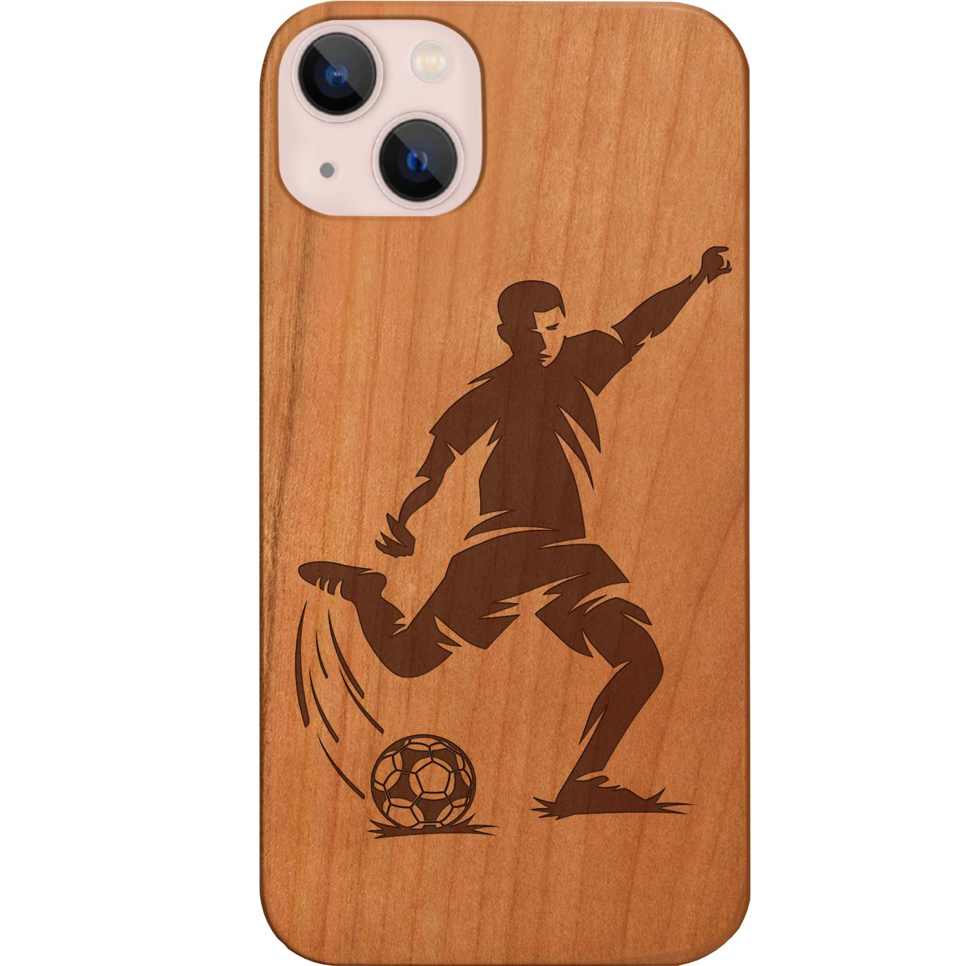 Soccer Player Kicking Ball - Engraved Phone Case