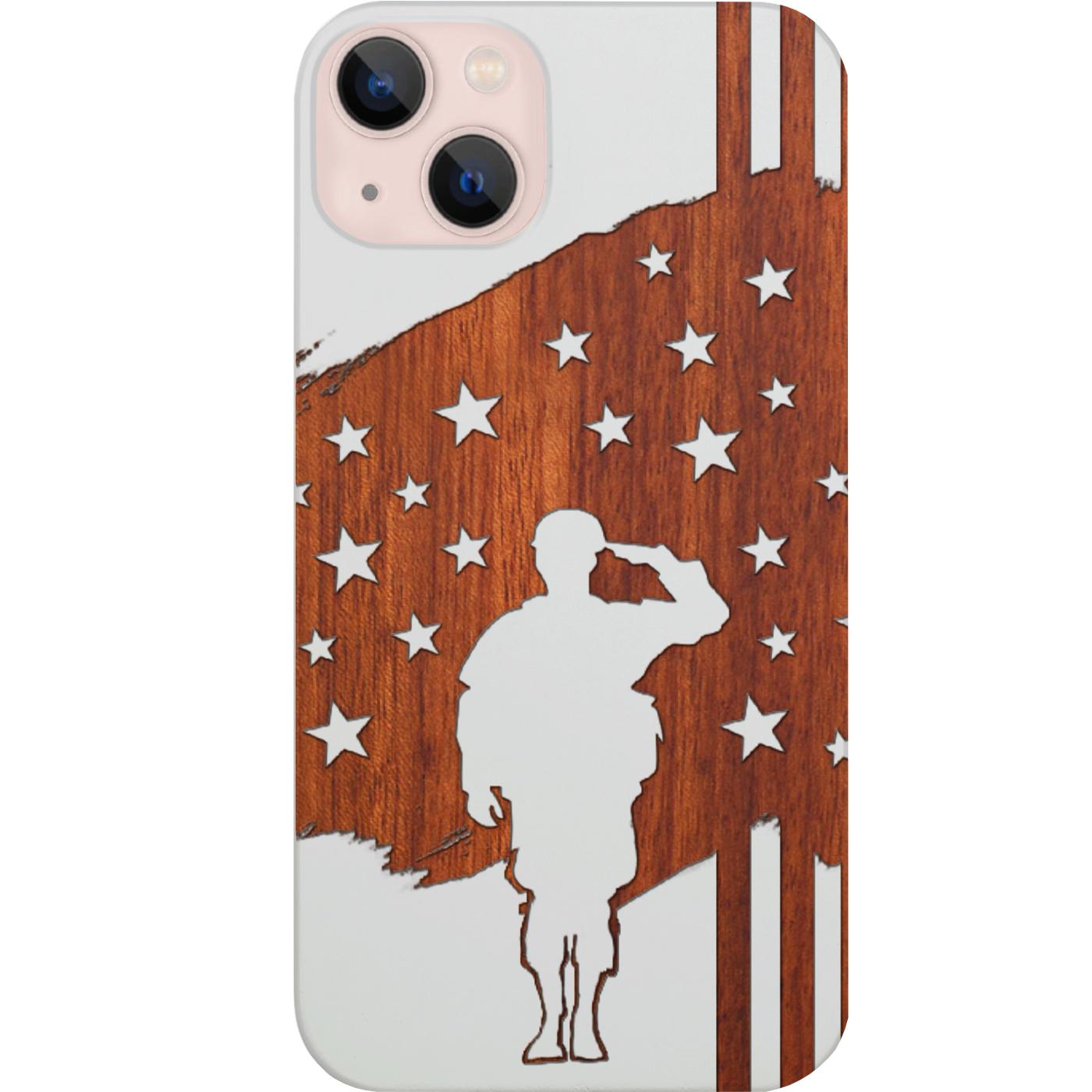 Soldier Saluting Flag - Engraved Phone Case for iPhone 15/iPhone 15 Plus/iPhone 15 Pro/iPhone 15 Pro Max/iPhone 14/
    iPhone 14 Plus/iPhone 14 Pro/iPhone 14 Pro Max/iPhone 13/iPhone 13 Mini/
    iPhone 13 Pro/iPhone 13 Pro Max/iPhone 12 Mini/iPhone 12/
    iPhone 12 Pro Max/iPhone 11/iPhone 11 Pro/iPhone 11 Pro Max/iPhone X/Xs Universal/iPhone XR/iPhone Xs Max/
    Samsung S23/Samsung S23 Plus/Samsung S23 Ultra/Samsung S22/Samsung S22 Plus/Samsung S22 Ultra/Samsung S21