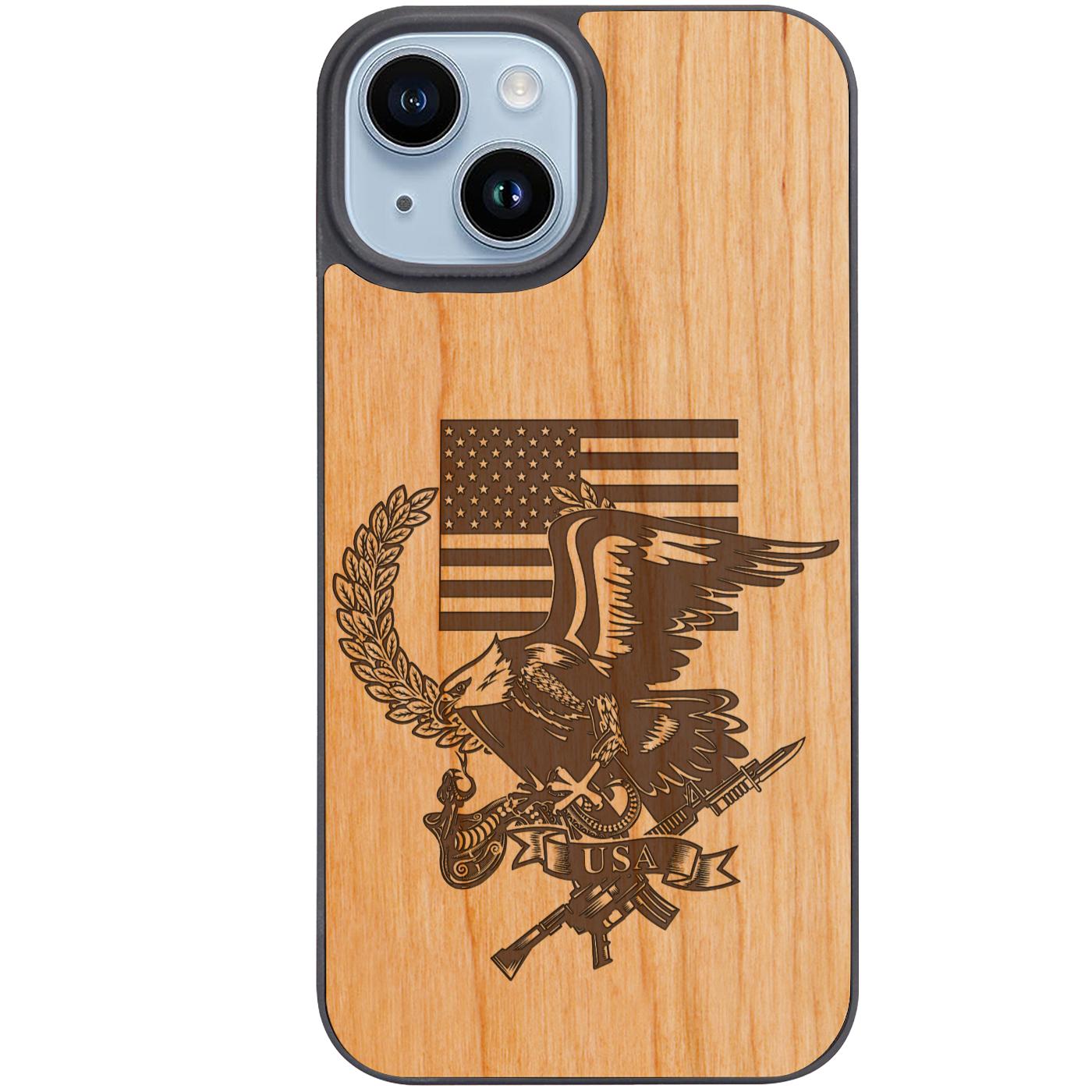 US Flag with Eagle - Engraved Phone Case