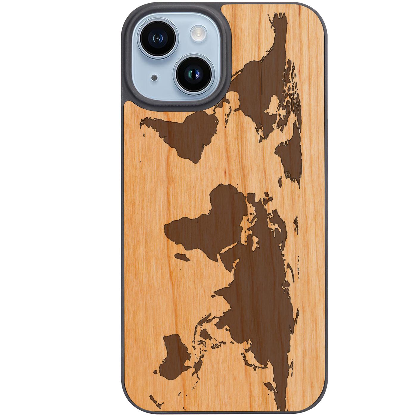 World Map - Engraved Phone Case