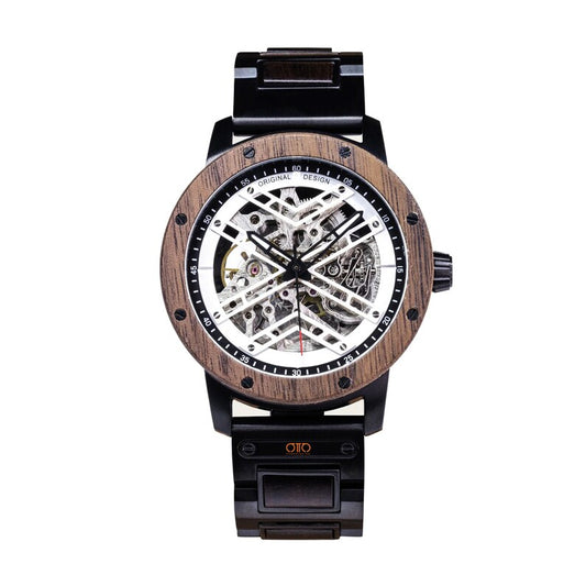 Men's Wooden and Stainless Steel Watch - 3ATM Waterproof - Quality Mechanical Movement - For Anniversary Gift