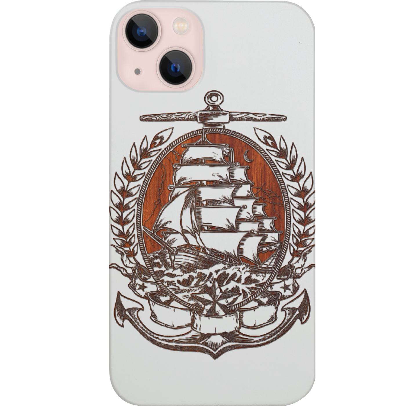 Pirate Ship in Crest - Engraved Phone Case